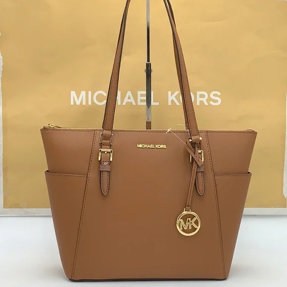 MICHAEL KORS Charlotte Large Leather Top-Zip Tote - Picture 1 of 15